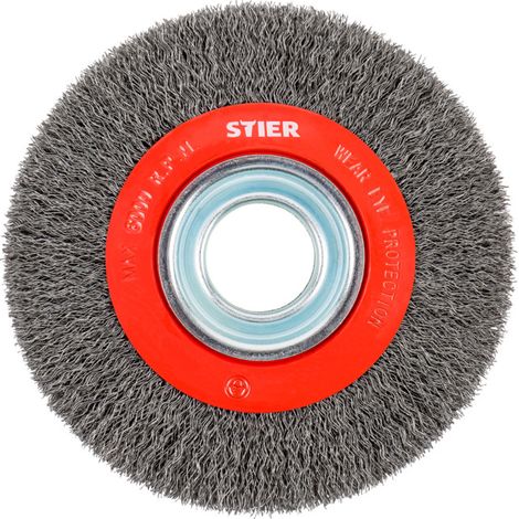 Stier – Brosse pour meuleuse 200 mm – Alésage 32 mm – Acier ondulé pour nettoyage métal et pierre – Ébavurage et finition