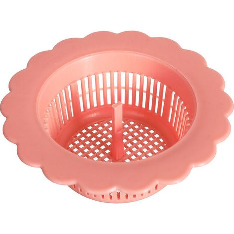 Blumenförmiger Spülbecken-Abflusssieb, Haarfänger, Badewannen-Bodenfilter mit zylindrischem Grifflochfilter für Bad/Küche (rosa) (1/5)