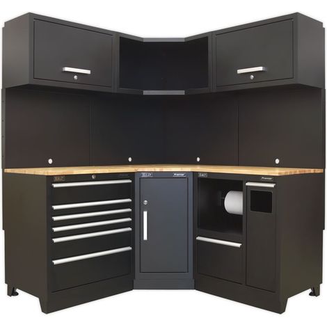 Sealey APMSCOMBO6W Premier™ Corner Storage System with Hardwood Worktop 1.71m (1/5)