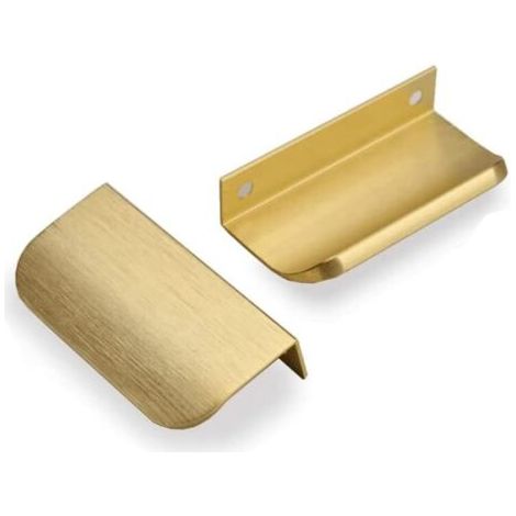 LaBlanc - Set di 6 maniglie invisibili, maniglie per mobili da cucina, finitura oro - Maniglie da cucina in ottone spazzolato, maniglie per cassetti in lega di alluminio, interasse fori 64 mm, oro spa (1/5)