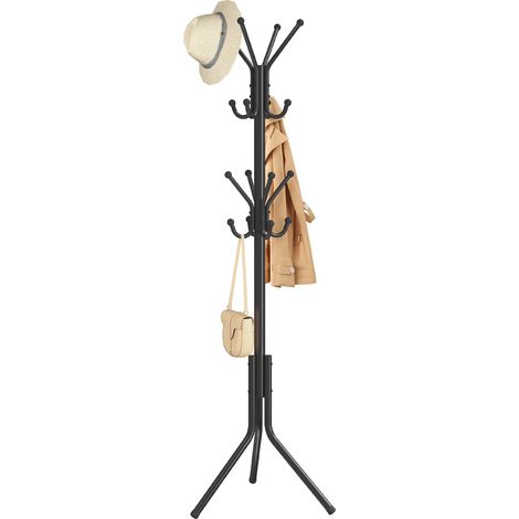 SONGMICS Appendiabiti da Terra, Attaccapanni in Metallo, per Vestiti Borse Cappelli, Altezza 175 cm, 16 Ganci, Ingresso Soggiorno Camera da Letto, Nero Inchiostro RCR081BH01 (1/5)