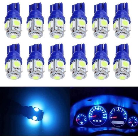 12 bombillas LED de repuesto azul hielo, 194 T10 168 2825 W5W 175 158-5050 5 SMD, 12V, luces de lectura, techo, matrícula y salpicadero (1/5)