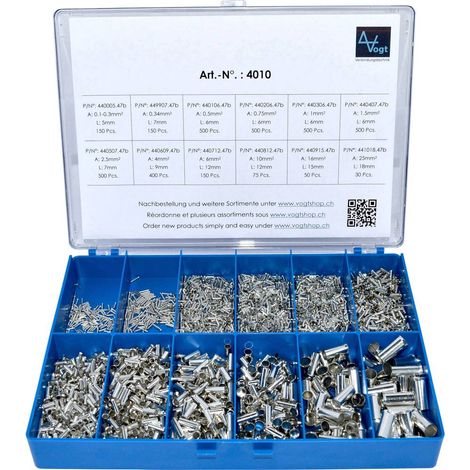 Vogt Verbindungstechnik 4010 Assortimento Capicorda Non isolato Argento 3405 pz.