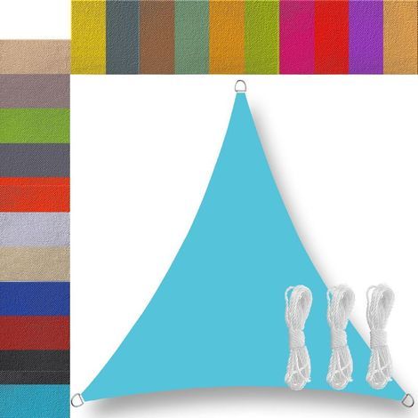 Voile d’ombrage Triangulaire Triangle Imperméable Protection UV 95% Respirante Voile d'ombrage ajourée pour Balcon Patio terrasse Jardin extérieur Lac Bleu 3x3x3m (1/5)