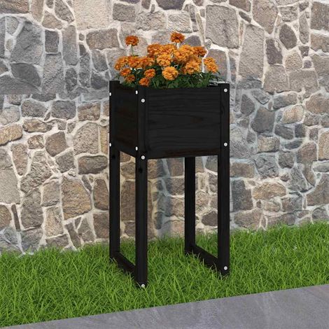 Jardinière Noir 40x40x81 cm Bois massif de pin (1/5)