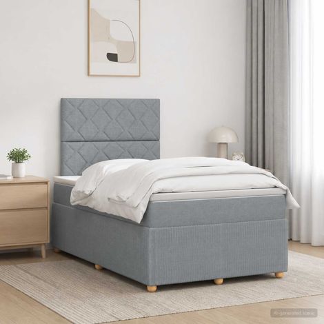 vidaXL Cama box spring con colchón Gris Claro 120 x 190 cm Tela (1/5)