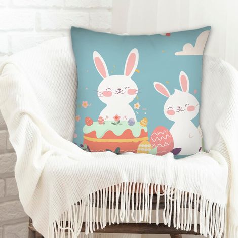 Housse de coussin carréeléger pour canapé, lit, chaise décoratif de ferme pour Pâques (1/5)
