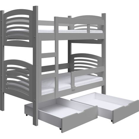 Selsey Cami - Lit superposé avec matelas - 75x180 cm - Gris (1/5)