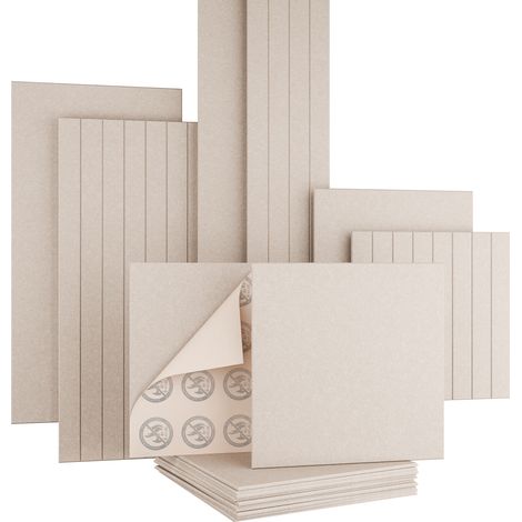 AKUSTIKO Felt Akustikpaneele Brandschutz B-s1-d0 selbstklebend Filz Wand- & Deckenplatten, schlichte Oberfläche & Lamellenstruktur Taupe: 1 Paneel, Plain 60x60cm (1/5)