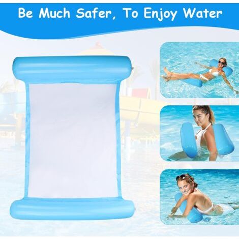 Hamac flottant multifonctionnel, hamac flottant gonflable 4 en 1, hamac flottant inclinable, hamac aquatique, hamac flottant pliable multifonctionnel, flotteur portable ultraléger (bleu) (1/5)