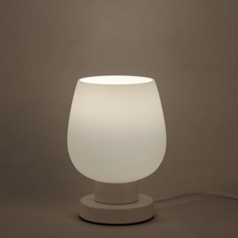 Lampe de Chevet Tactile Dimmable, Lampe de Table Intensité Variable 3 Voies avec Abat-Jour en Verre Opalin, Luminaire Chevet E27 avec Prise pour Salon Chambre Ampoule (LED Incluse) (1/5)
