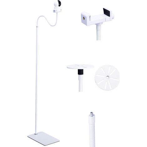 Support Universel Caméra Bébé et Babyphon- Pince Réglable 75-175 cm - Compatible Moniteur Bébé/Sécurité - Blanc (1/5)