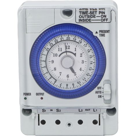 Interrupteur de minuterie mécanique, type horloge, interrupteur de minuterie avec boîtier en PC ignifugé, adapté aux cuisines, 100-240 V CA.