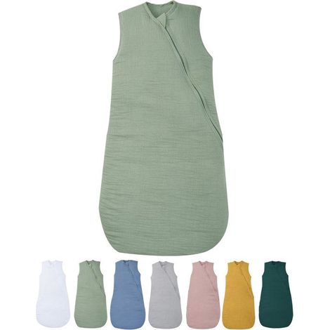 Gigoteuse ouatinée en gaze de coton - 6-24 mois - 90 cm - Vert emeraude - mousseline 100% coton - 3,5 tog