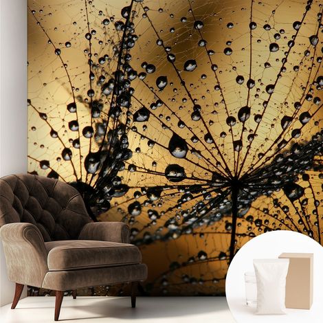 Tapete Vliestapete mit Kleber - trendige Wanddeko - elegant Fototapete für Wohnzimmer - Schlafzimmer Zarte Tropfen 250x250 cm (1/5)