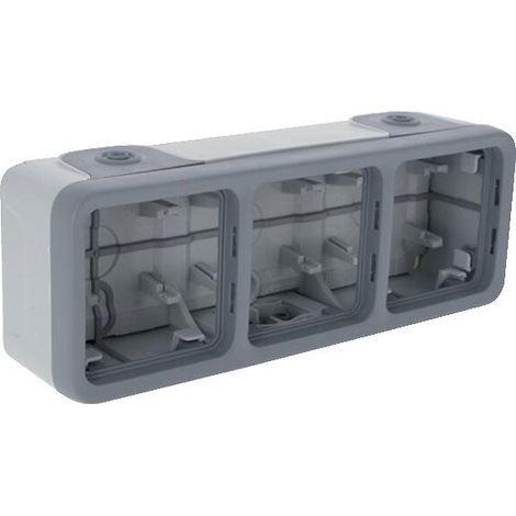 Legrand – Boîtier de protection pour prise électrique 3 postes – Composable gris – Pour espaces confinés – Tension 230V – Installation verticale