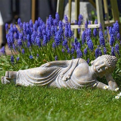Large Garden Buddha Statue Lying Buddha Ornament Weatherproof Resin Brushed Gold Indoor Outdoor Decor (1/5)