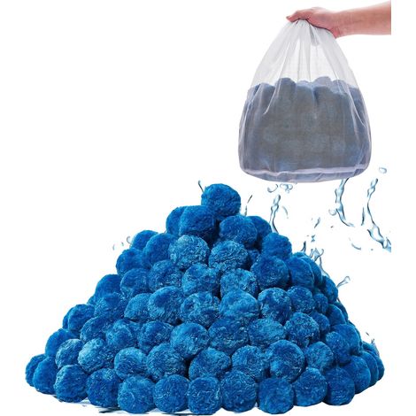 Bolas filtrantes VEVOR, 1,6 kg/3,5 lbs, fibra de poliéster reutilizable, bolsa de lavado, azul, 3,1 lbs (1/2)