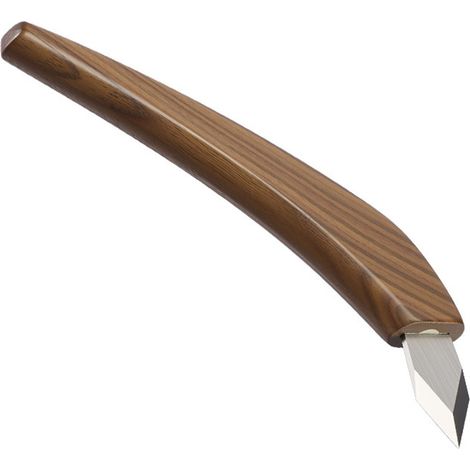Outil de gravure à double tranchant pour le travail du bois, avec manche ergonomique en bois. Idéal pour la sculpture sur bois et l'artisanat. (1/5)