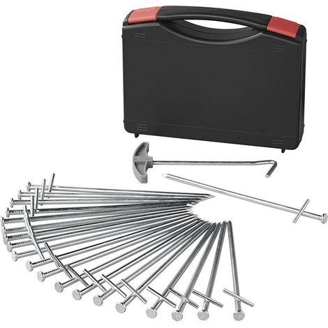 Picchetto rock a t 23 cm in metallo con perno saldato - set da 20 pezzi in valigetta (1/5)