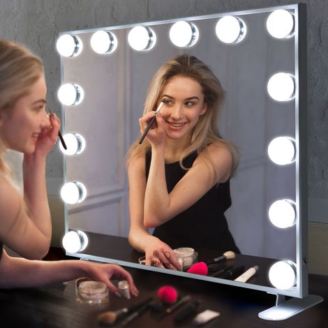 Miroir de maquillage Hollywood 52x42cm, 12 ampoules LED Newway (ampoules seules) YOUYOU - Accessoire éclairage coiffure, luminaires cosmétiques, rechange LED. (1/2)
