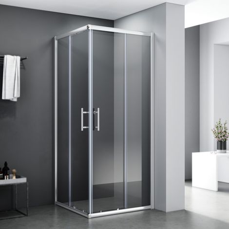 SONNI Duschkabine Eckeinstieg Schiebetür Eckdusche ESG Sicherheitsglas Schnell Freigabefunktion Spritzwasserschutz 75x75x185cm