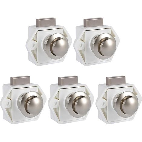 Keyless Push Button Latch, Furniture Door Lock, Button Latch Lock for RV Caravan Cupboard Furniture Thickness (White) (1/2)