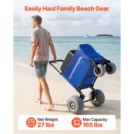 Chariot de Plage Tout-terrain, Chariot de Transport Pliable Charge 75 kg, Charette pour Camping Pêche Jardin Extérieur, avec Roues… (1/5)