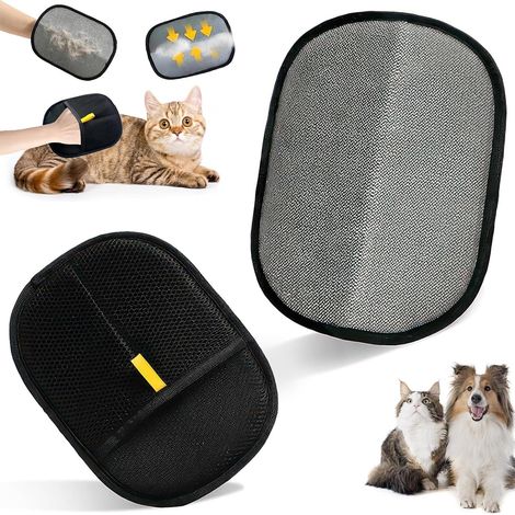Lot de 2 Gants Anti-Poils Double Face Réutilisables pour Chien/Chat - Surface Massante en Silicone Antistatique, Idéal Bain, Toilettage, Nettoyage Canapé & Vêtements (1/5)