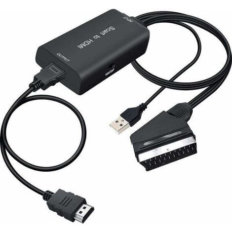 Adaptateur Peritel HDMI, Convertisseur Péritel vers HDMI Adaptateur Compatible 720P/1080@60HZ pour HDTV DVD Blu-Ray Boîtier Décodeur Lecteur HD etc (1/4)