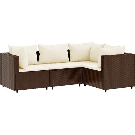 Maison Exclusive - Set Mobili da Giardino 4 pz con Cuscini in Polyrattan Marrone