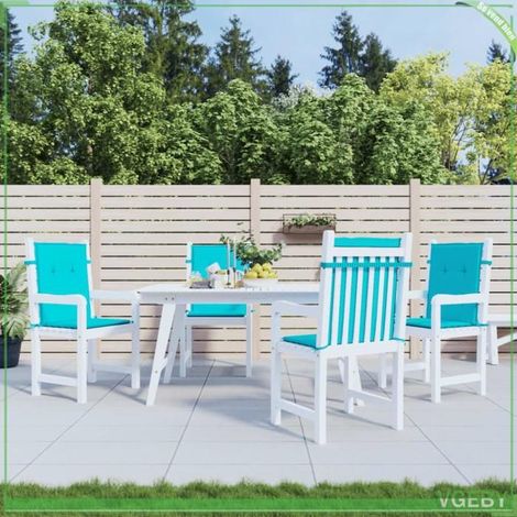 361338 Coussins de chaise à dossier bas lot de 4 turquoise tissu (1/5)