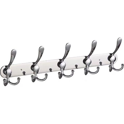 Porte Manteau Mural, Patères Porte Manteaux en Acier Inoxydable, Crochets pour Manteaux Serviettes Peignoirs (Argent 5 Crochets)