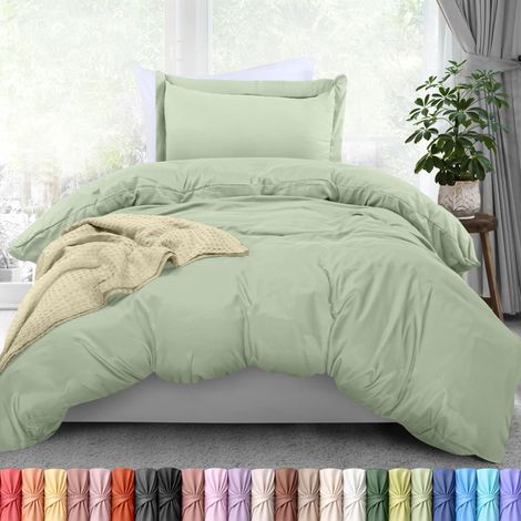 Housse de Couette 2 pièces avec Fermeture éclair pour lit Simple - 1 Housse de Couette avec Fermeture éclair - 172,7 x 228,6 cm (lit Simple/lit Simple XL, Sauge) (1/5)