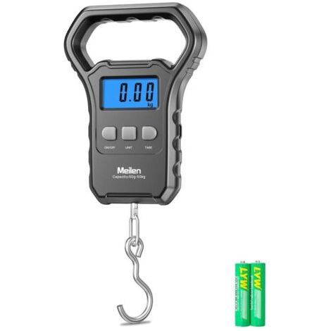 Balance de Pêche, 110lb/50kg Balance à Bagages Suspendue avec écran LCD Rétro-éclairé, pour Valise avec Grande Poignée, Balance Postale Numérique (1/4)