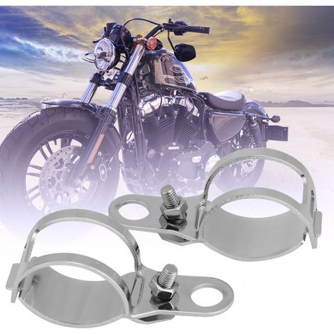 2 Pièces Support de Phare Clignotant pour Moto, Adapté aux Fourches Avant de 30-45mm Scooter (Argent) (1/5)