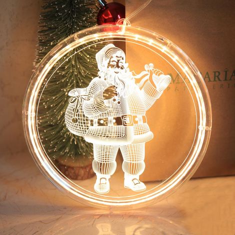Luminaire Fenêtre Noël - Guirlande Lumineuse 3D Père Noël - Décoration Murale et Fenêtre - LED Acrylique PC - 1 Pièce (1/5)