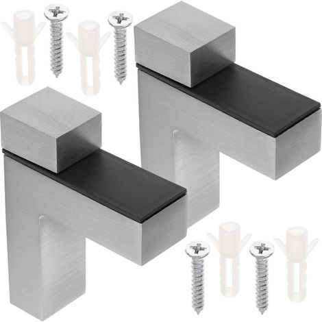 Support mural réglable pour étagère en verre, en alliage de zinc robuste, pour salle de bain, lot de 2 (1/5)