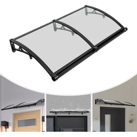 Auvent pour porte d'entrée, 120 60cm transparent arche auvent, couverture de protection contre la pluie parasol extérieur, aluminium (1/5)