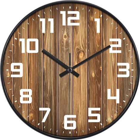 Horloge Murale - Bois - 30 Cm - Silencieuse - Piles - Pour Salon Chambre Cuisine Bureau (1/5)