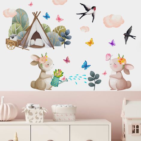 Stickers muraux animaux, décoration murale pour chambres d'enfants, chambres de bébé
