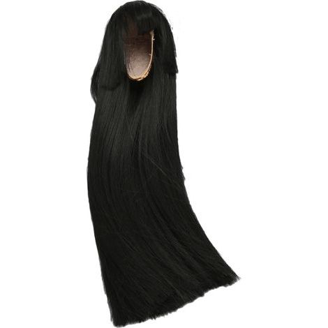 Perücke für BJD-Puppen (15,5–17 cm) – Langes, glattes, schwarzes Haar mit Pony, verstellbar (1/5)