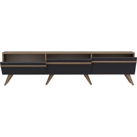 CALICOSY - Meuble TV 3 Portes Gris Anthracite L180 cm - AMSTERDAM (1/5)