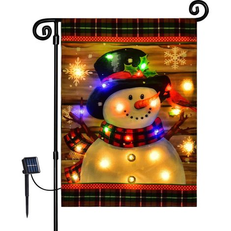 Luminaire solaire pour drapeau jardin terrasse pelouse, drapeau LED lumineux avec batterie intégrée (1/3)