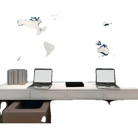 Adhesivos de pared, diseño acrílico 3D, decoración de mapa del mundo, BLANCO, XXL 280cm x 140cm (1/2)