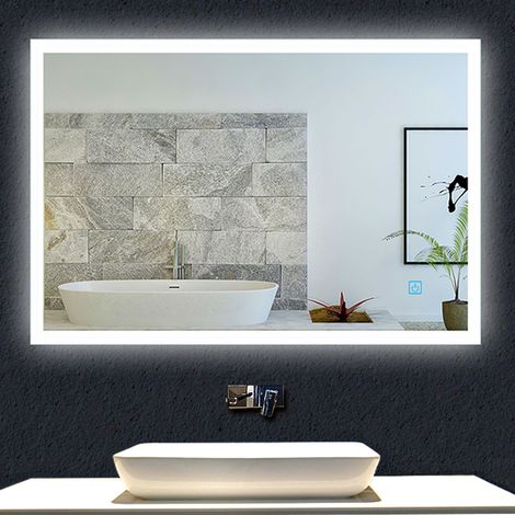 Led Bathroom Mirror with Demister Mains Power Touch Control Mains Power Vertical & Horizontal 1000x600mm