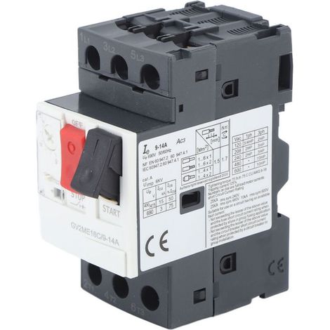 Eosnow Disjoncteur moteur, protection contre les surcharges et les courts-circuits, montage sur rail de guidage 35 mm, interrupteur AC690 V GV2 ME16C 9 14 A (1/4)