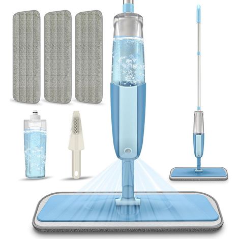 Sprühwischer Wischmopp Bodenwischer 360° Rotierend 3 Mikrofaser Pads (1/5)