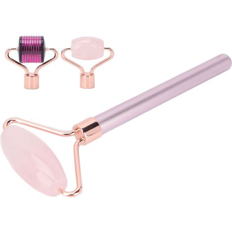 Rouleau de jade, gua sha et dermaroller en kit pour soin du visage et raffermissement cutané (1/5)