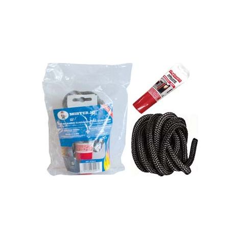 KIT RICAMBIO TRECCIA TONDA CON SILICONE ADESIVO PER ALTE TEMPERATURE- - mm.8x2,5 mt. - 2 pezzi